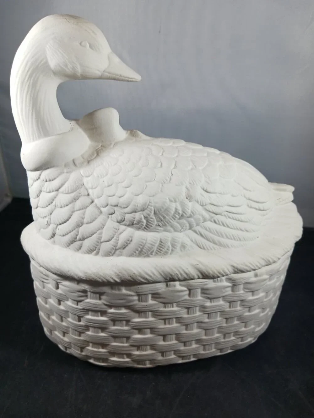 Vintage Ceramic Bisque Tureen/ Stuffing Bowl with Lid
